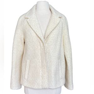 Lands End Wool Blend Winter White Cream Jacket Size 6